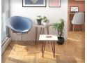 Hamilton Small Side Table with Wooden Beige Top and Chrome Legs